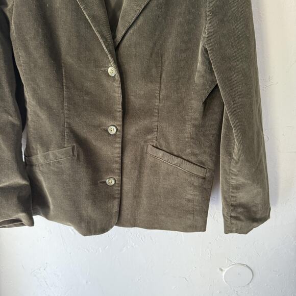 LL Bean Blazer Womens 10 Regular Brown Corduroy Stretch Classic Jacket Pockets - Picture 3 of 10
